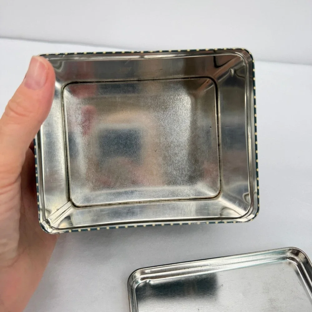 Vintage Windmill Tin‎ Trinket Box Polka Dot Floral Storage Decor Cottage Kitsch